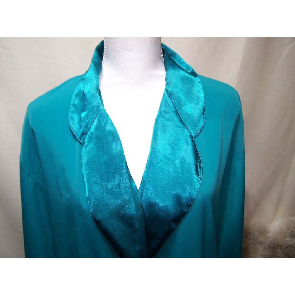 Vintage Victoria's Secret Teal M Double Breasted Sleep Shirt Satin Feel - Picture 2 of 7